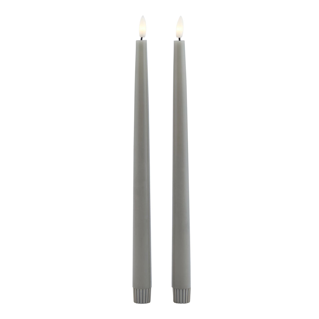 Signature LED Wax Dinner Candles, Set of 2 in Grey