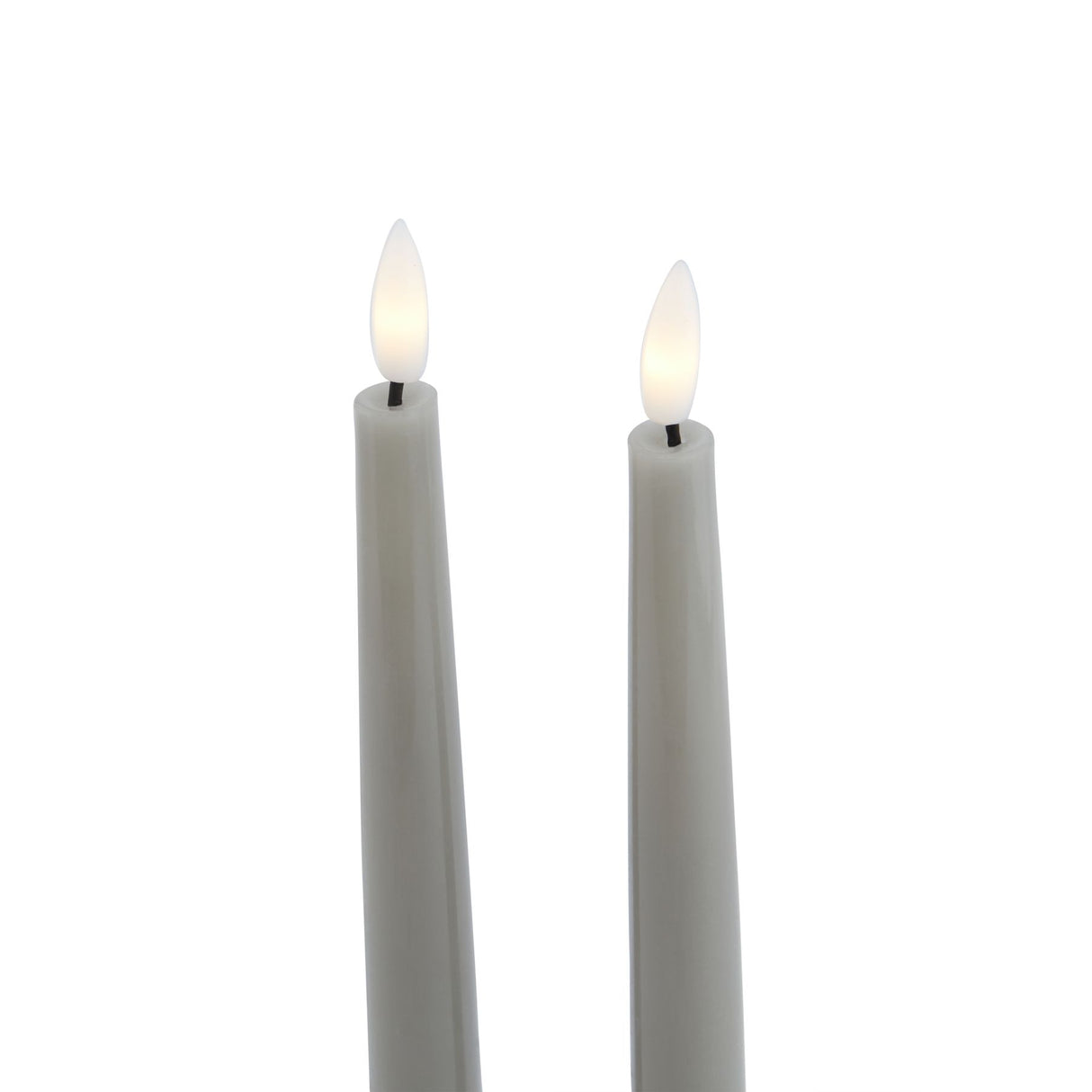 Signature LED Wax Dinner Candles, Set of 2 in Grey