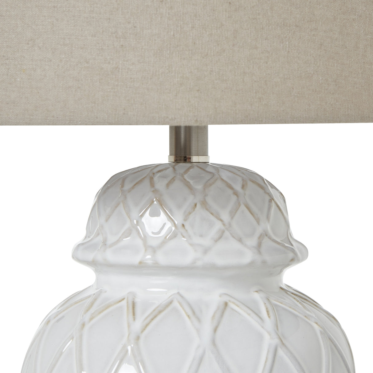 Alabaster Ceramic Ginger Jar Lamp With Linen Shade