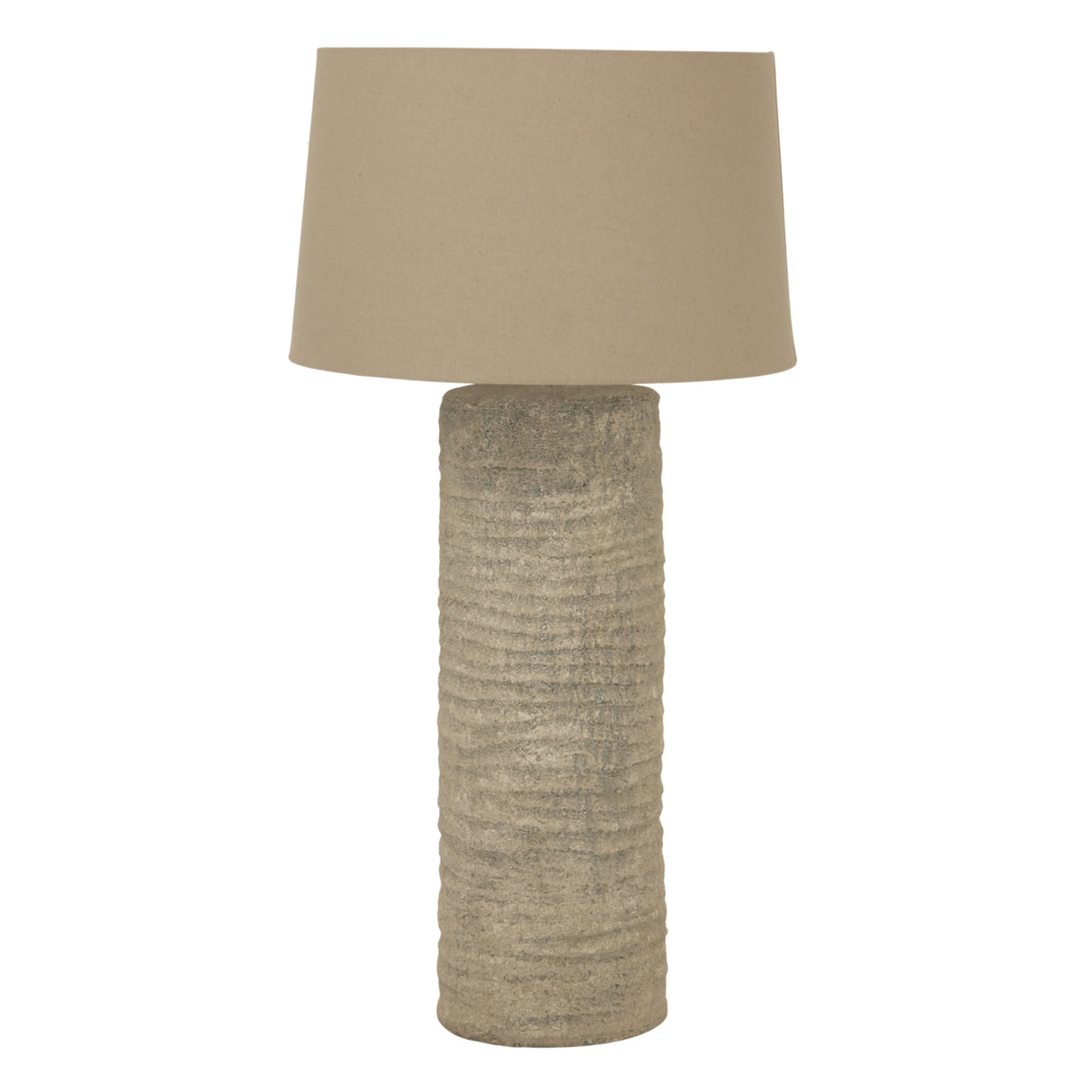 Tall Tuscan Ceramic Lamp with Linen Shade