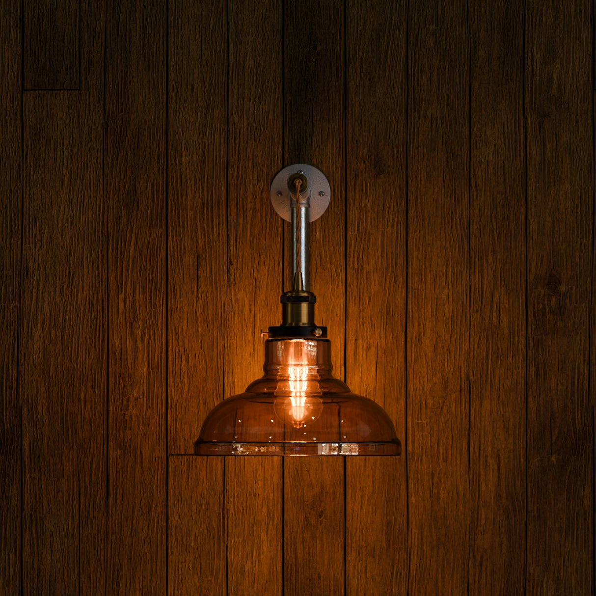Valencia Wall Light in Amber Glass with Silver Detailing