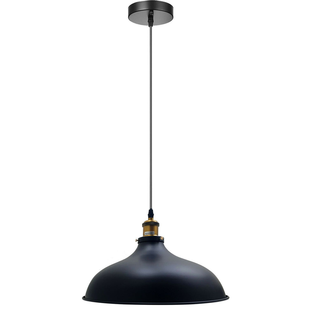 Black pendant light on a white background