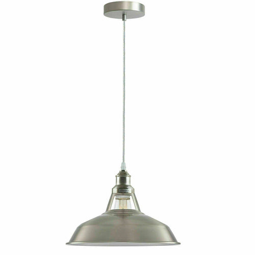 Metal pendant light on a white background