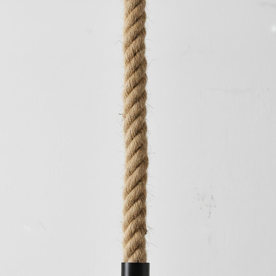 Daria Dome Pendant Ceiling Light in Black with Hemp Rope
