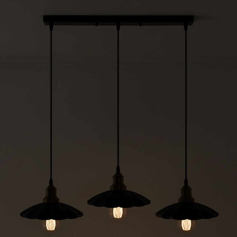 Lydia Triple Pendant Light in Black with Gold Finish