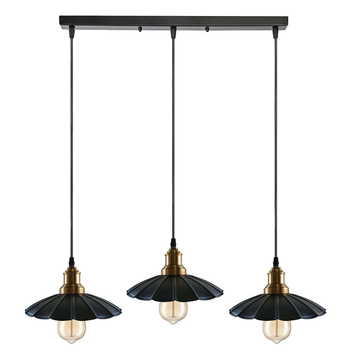 Lydia Triple Pendant Light in Black with Gold Finish