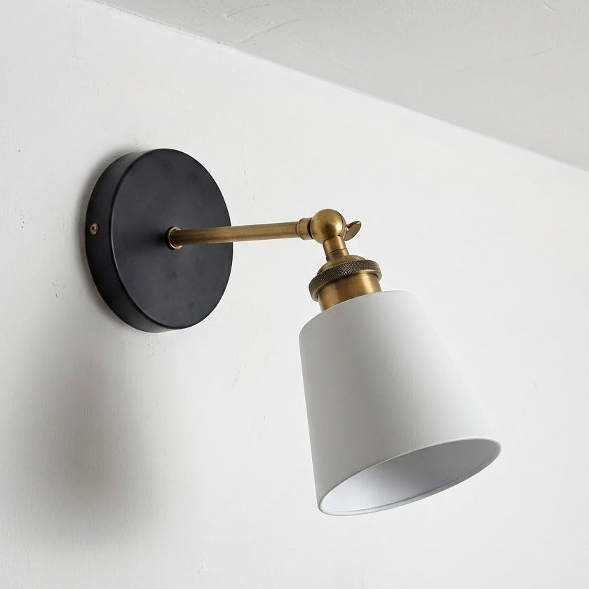 Mills White Wall Sconce with Black/Gold Detailing
