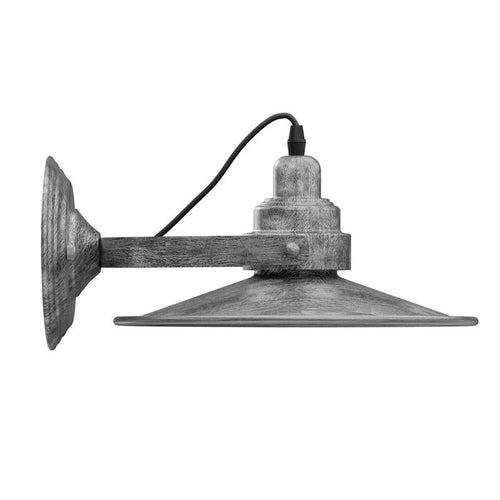 Silver wall-mounted lamp with a white background no bulb