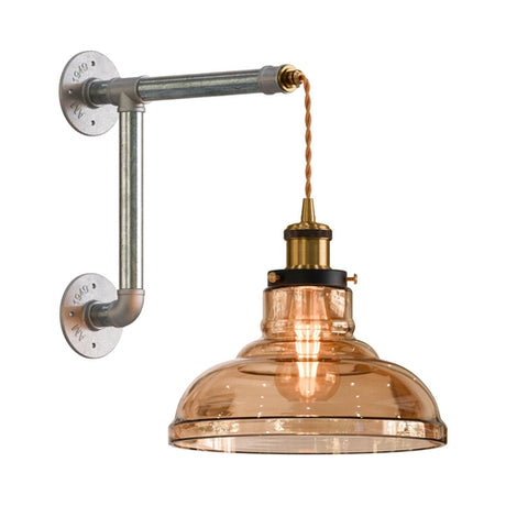 Valencia Wall Light in Amber Glass with Silver Detailing
