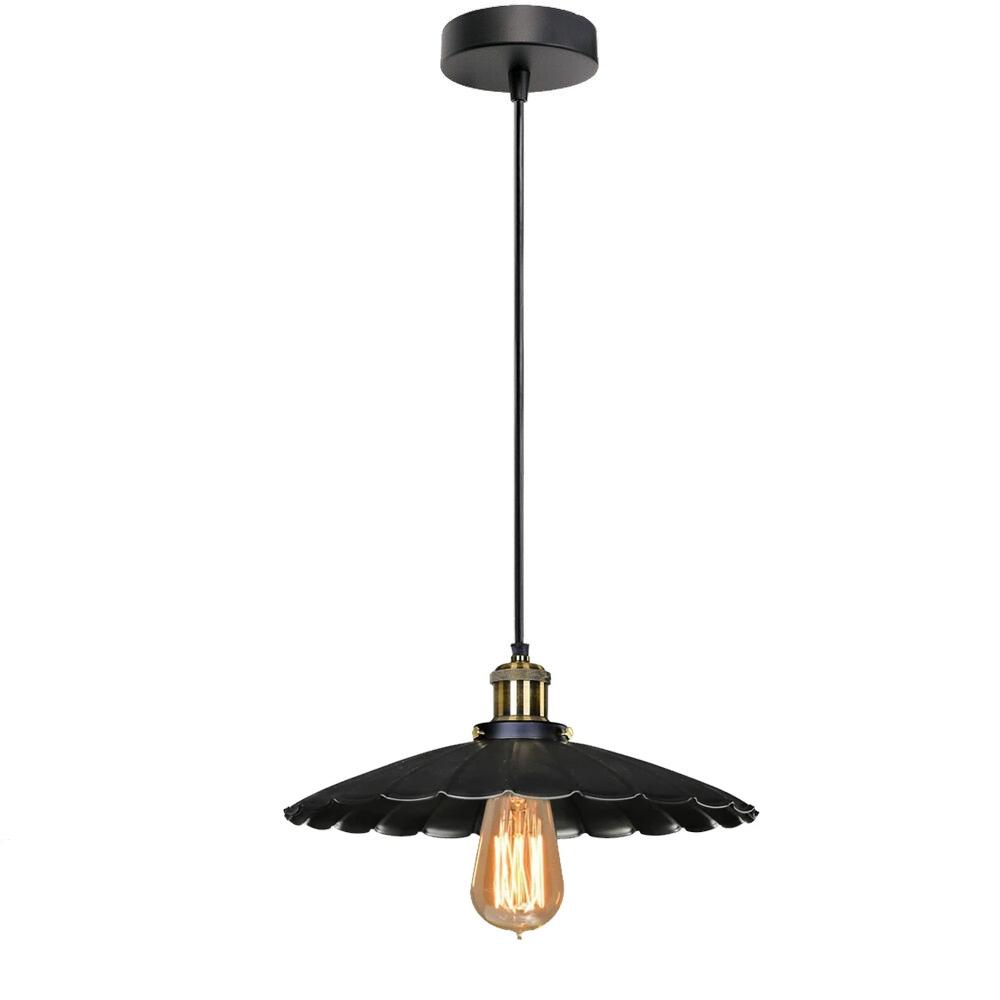 Belgravia Scalloped Ceiling Pendant in Black with Gold Details