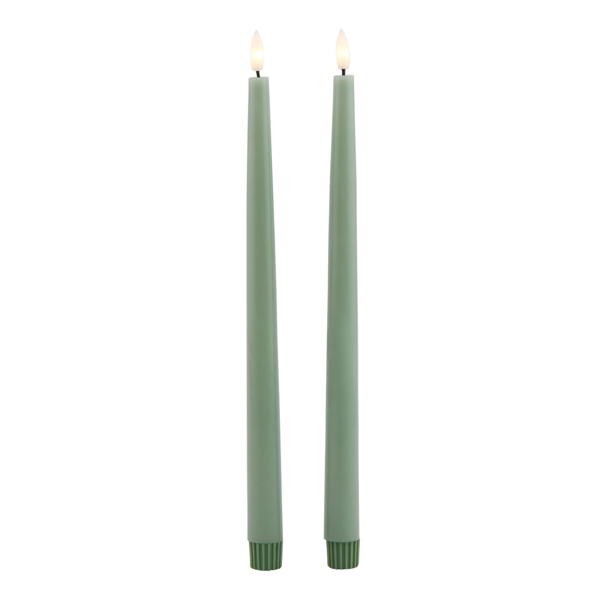 Signature LED Wax Dinner Candles, Set of 2 in Sage
