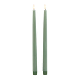 Signature LED Wax Dinner Candles, Set of 2 in Sage