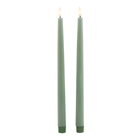 Signature LED Wax Dinner Candles, Set of 2 in Sage