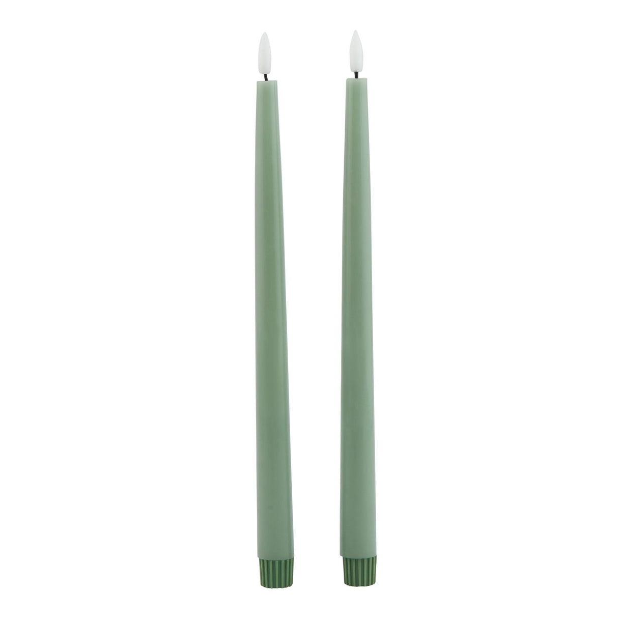 Signature LED Wax Dinner Candles, Set of 2 in Sage