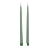 Signature LED Wax Dinner Candles, Set of 2 in Sage