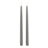 Signature LED Wax Dinner Candles, Set of 2 in Grey