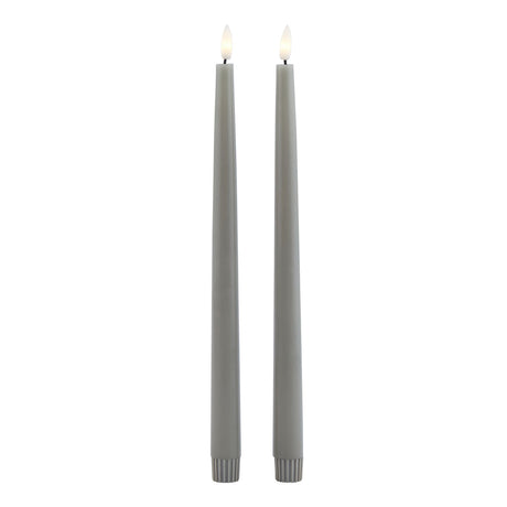 Signature LED Wax Dinner Candles, Set of 2 in Grey