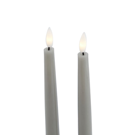 Signature LED Wax Dinner Candles, Set of 2 in Grey