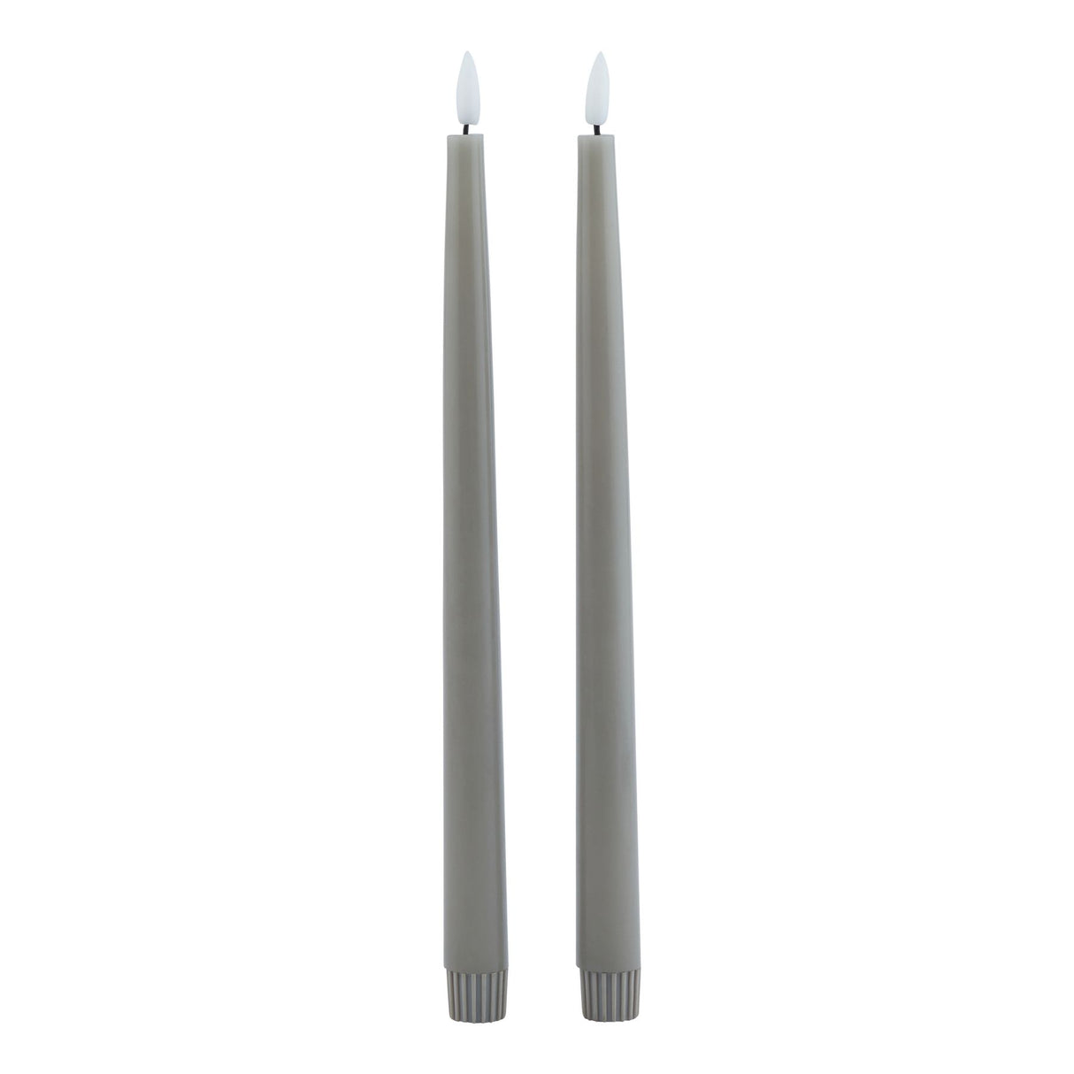 Signature LED Wax Dinner Candles, Set of 2 in Grey