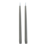 Signature LED Wax Dinner Candles, Set of 2 in Grey