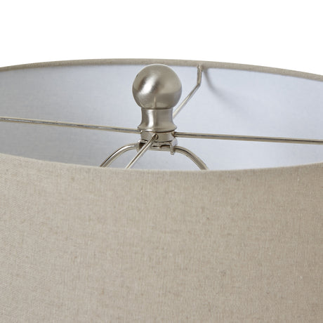 Alabaster Ceramic Ginger Jar Lamp With Linen Shade