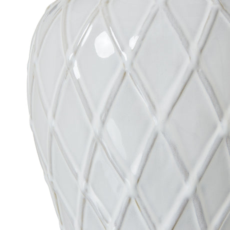 Alabaster Ceramic Ginger Jar Lamp With Linen Shade
