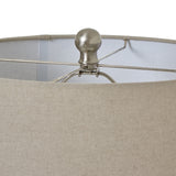 Rhe White Beaded Ceramic Lamp With Linen Shade