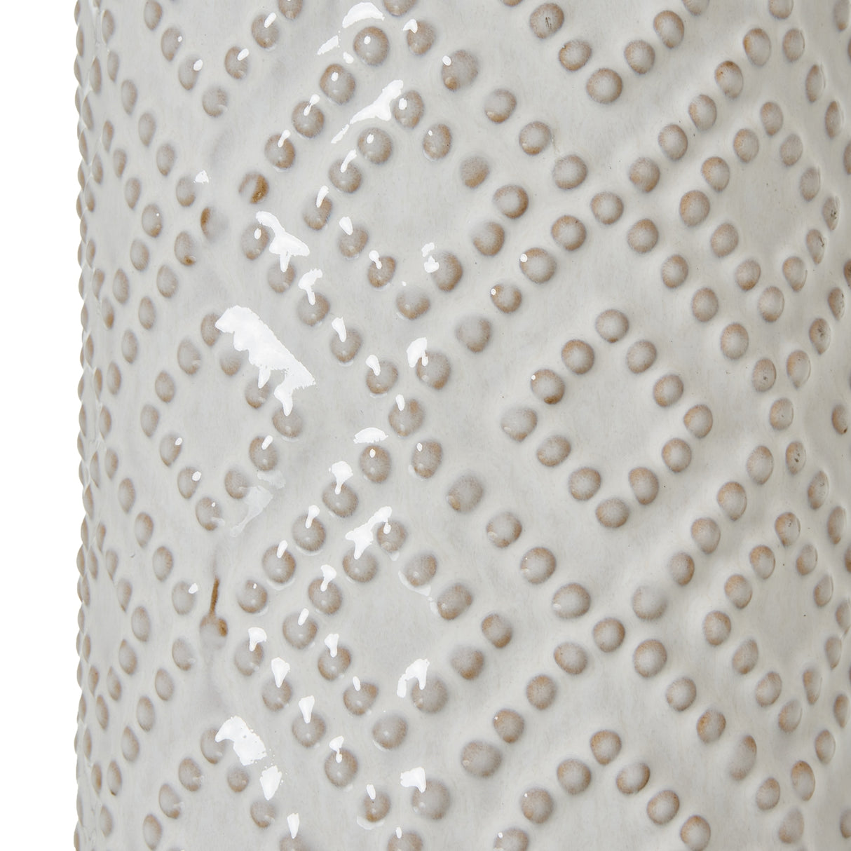 Rhe White Beaded Ceramic Lamp With Linen Shade