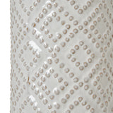 Rhe White Beaded Ceramic Lamp With Linen Shade