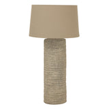 Tall Tuscan Ceramic Lamp with Linen Shade