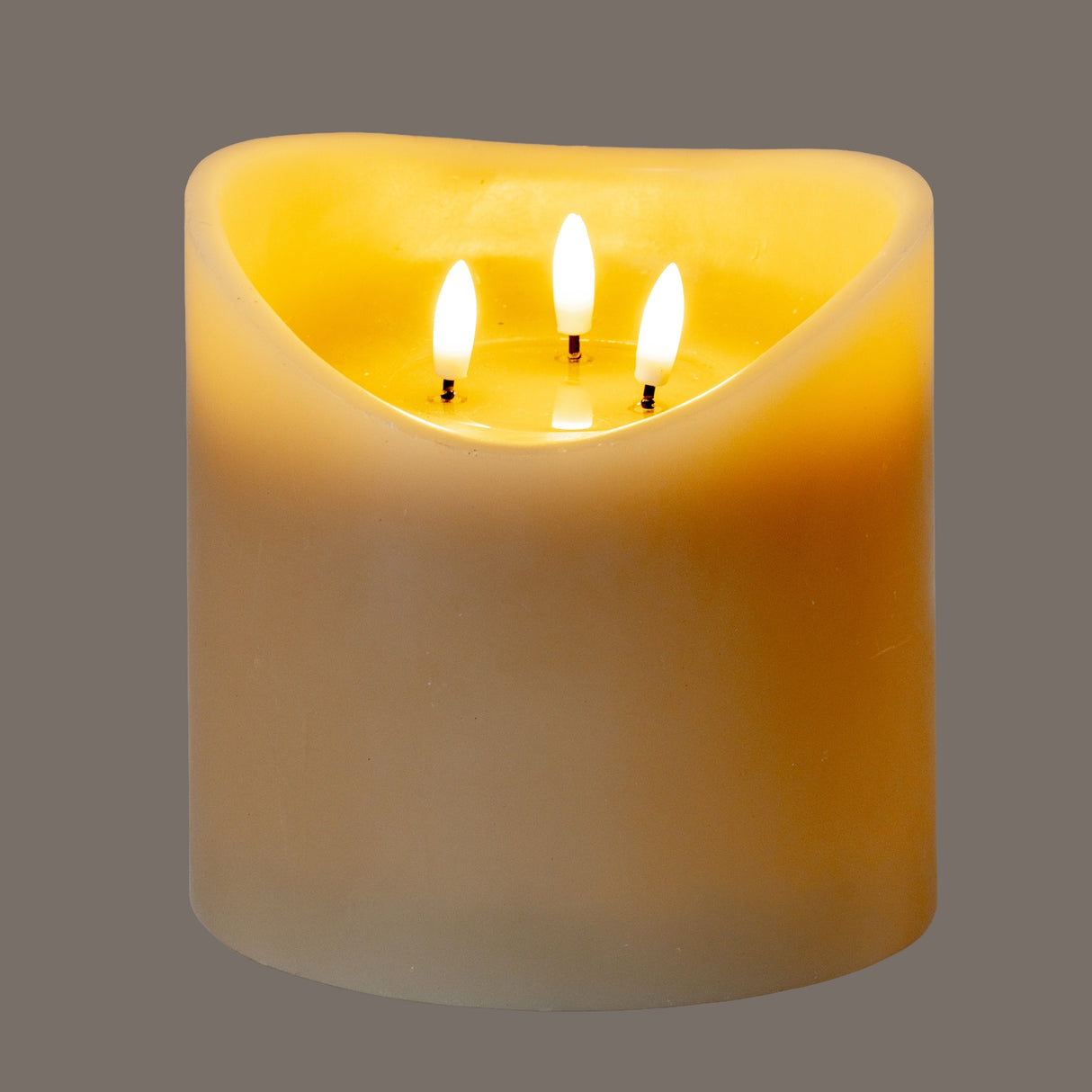 Taupe Melted LED Candle 6x6