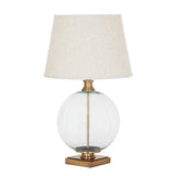 Lunel Glass Orb Table Lamp With Edged Linen Shade