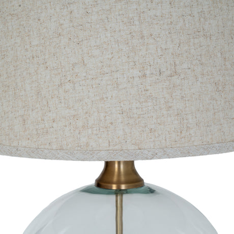 Lunel Glass Orb Table Lamp With Edged Linen Shade