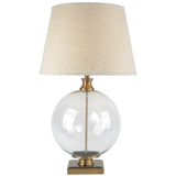 Lunel Glass Orb Table Lamp With Edged Linen Shade