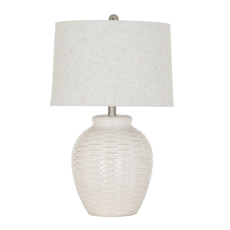Dua Ceramic Table Lamp With Linen Shade
