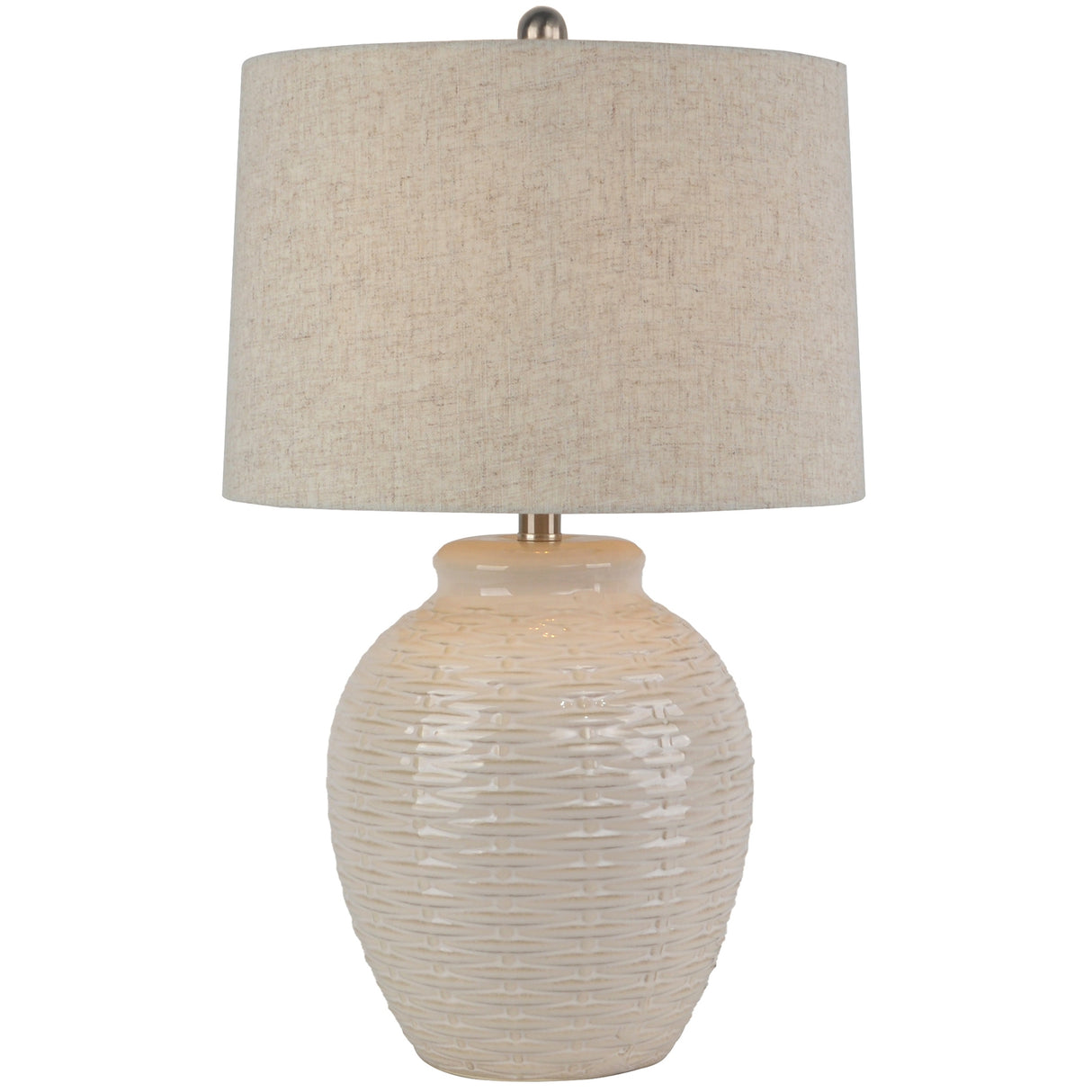 Dua Ceramic Table Lamp With Linen Shade