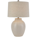 Dua Ceramic Table Lamp With Linen Shade