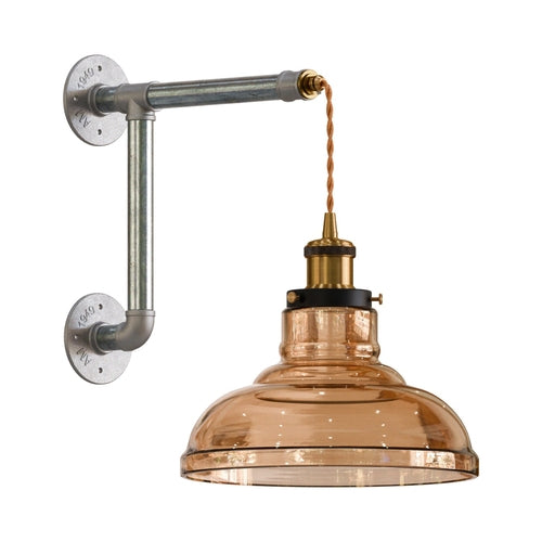 Valencia Wall Light in Amber Glass with Silver Detailing