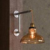 Valencia Wall Light in Amber Glass with Silver Detailing