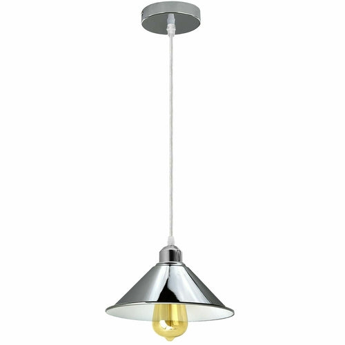 Pendant light with a gold bulb on a white background