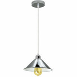 Pendant light with a gold bulb on a white background