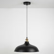 Black pendant light on a white background