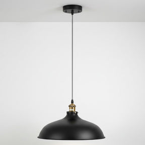 Black pendant light on a white background