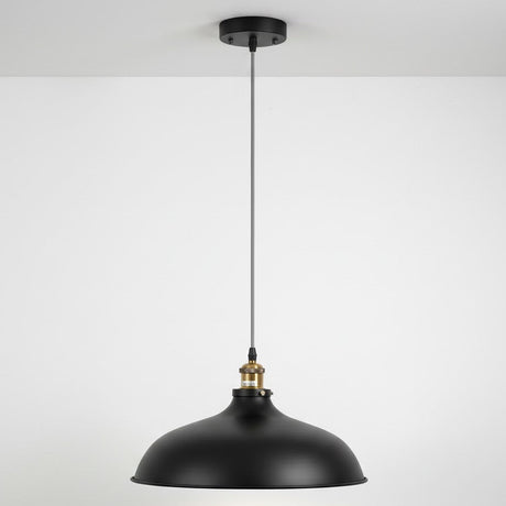 Black pendant light on a white background