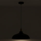 Silhouette of a pendant light against a dark background