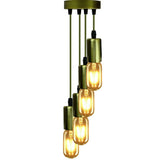 Chandelier with multiple light bulbs on a white background