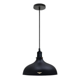 Black pendant light on a white background