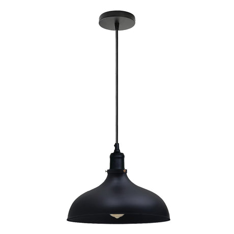 Black pendant light on a white background