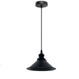 Black pendant light on a white background