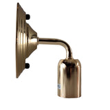 Gold-colored wall-mounted light fixture on a white background
